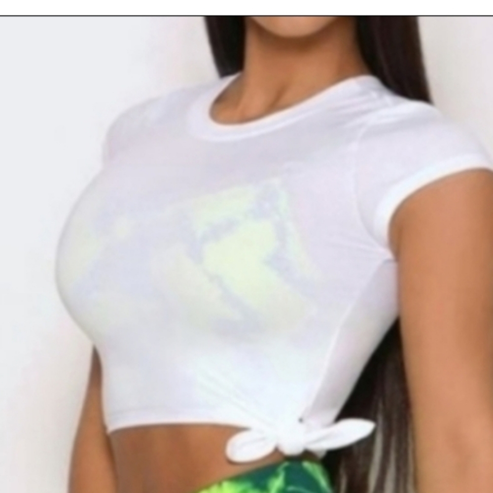 Bombshell Sportwear White Textured Fabric OS